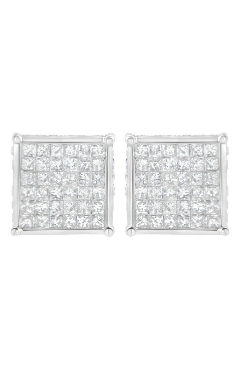 Haus of Brilliance 10K White Gold 2ct TDW PrincessComposite Diamond Stud Earring, Main, color, White