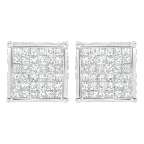 10K White Gold 2ct TDW PrincessComposite Diamond Stud Earring