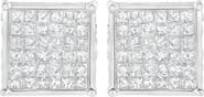 Haus of Brilliance 10K White Gold 2ct TDW PrincessComposite Diamond Stud Earring