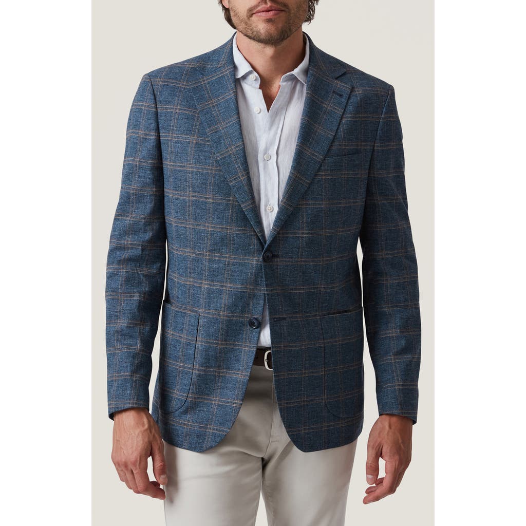 34 Heritage Matteo Shadow Check Stretch Cotton & Wool Blend Sport Coat In Blue