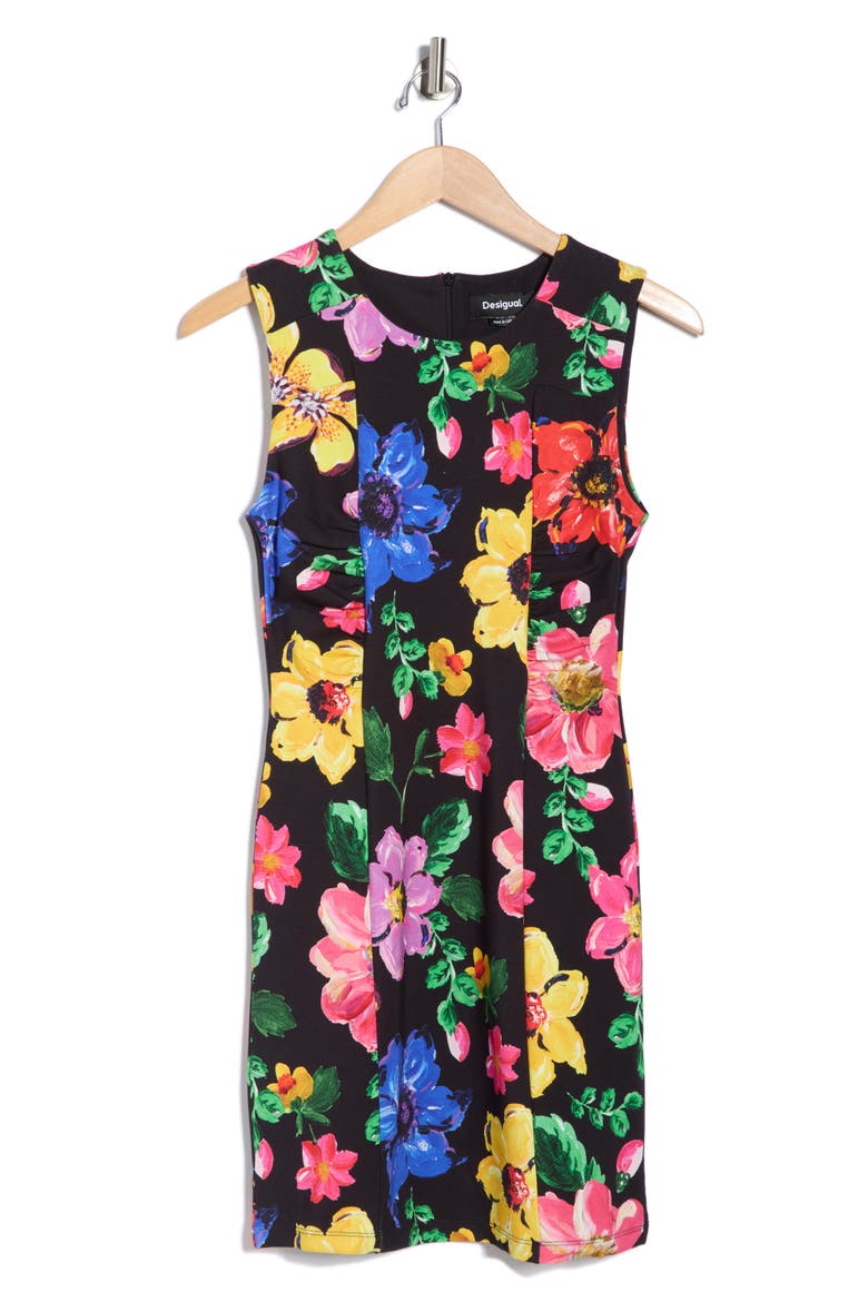 Floral Sleeveless Sheath Dress, Alternate, color, BLACK