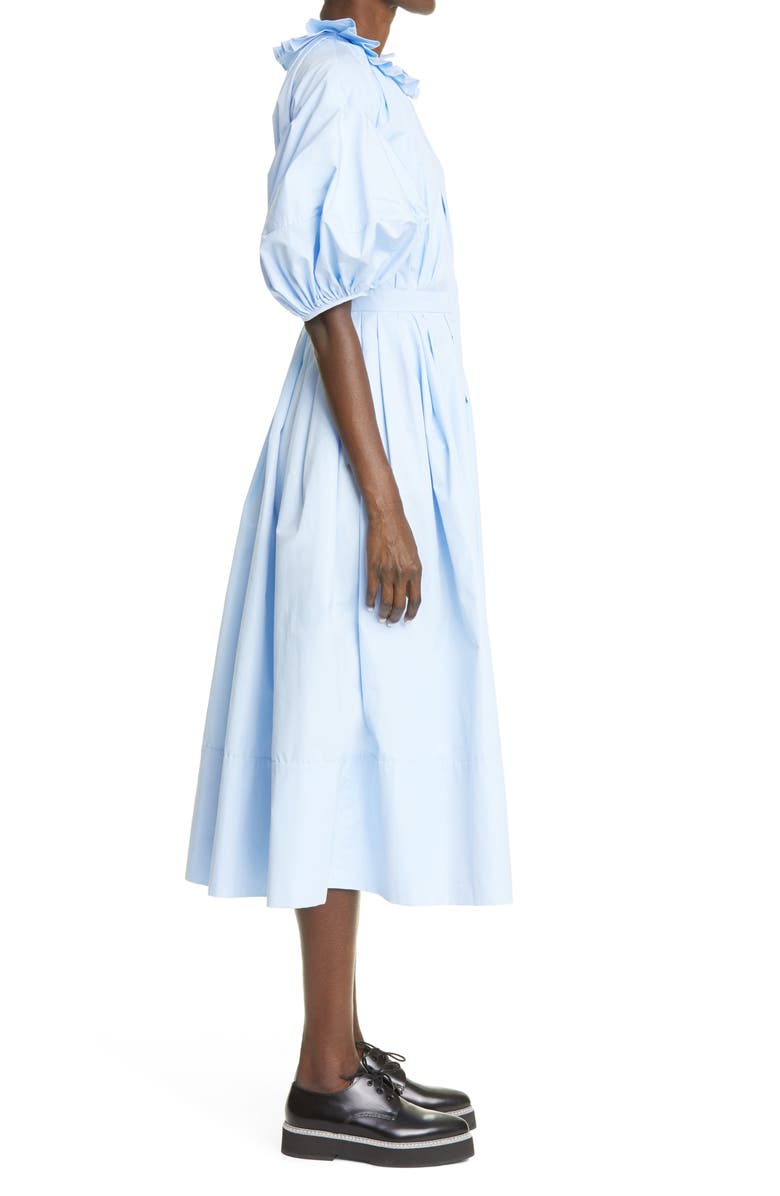 McQueen Alexander McQueen Pleat A-Line Poplin Dress, Alternate, color, 