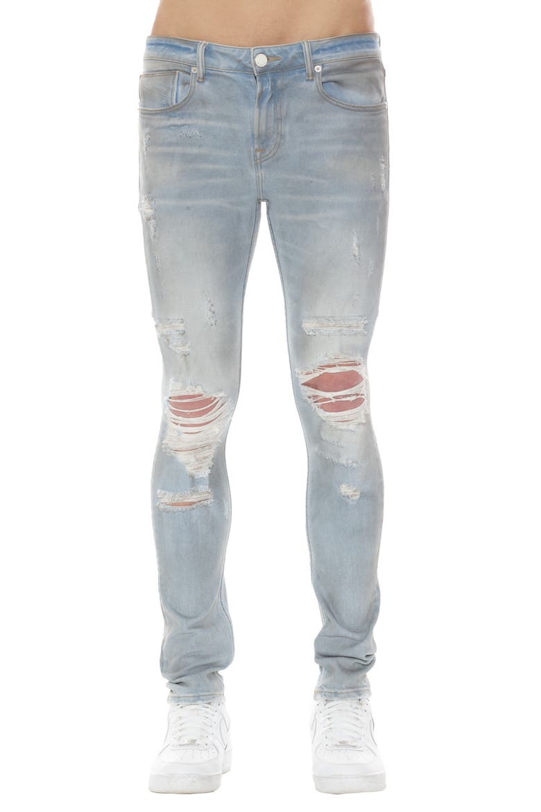 Strat Ripped Super Skinny Jeans, Main, color, FALCON 2