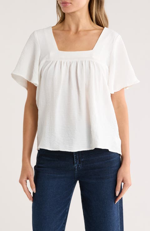 Square Neck Short Sleeve Top