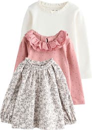 NEXT Kids' 3-Pack Assorted Cotton Ruffle Tops