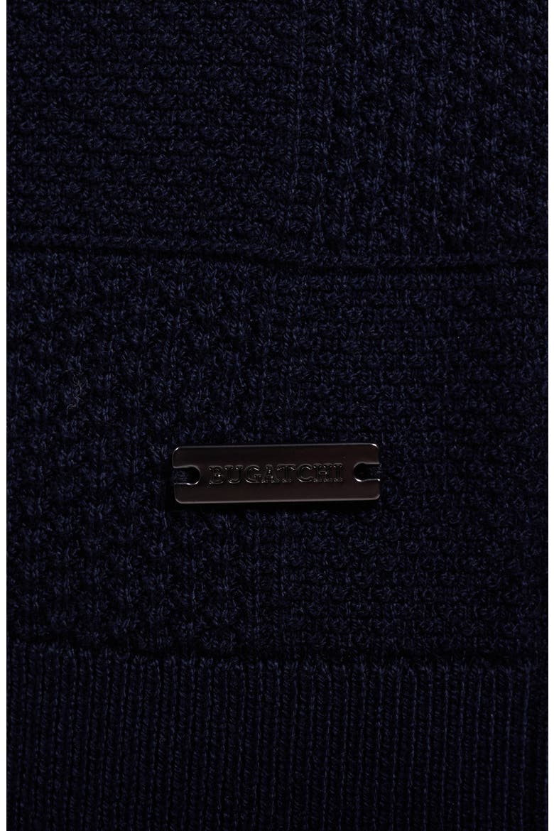Checkerboard Stitch Polo Sweater, Alternate, color, NAVY