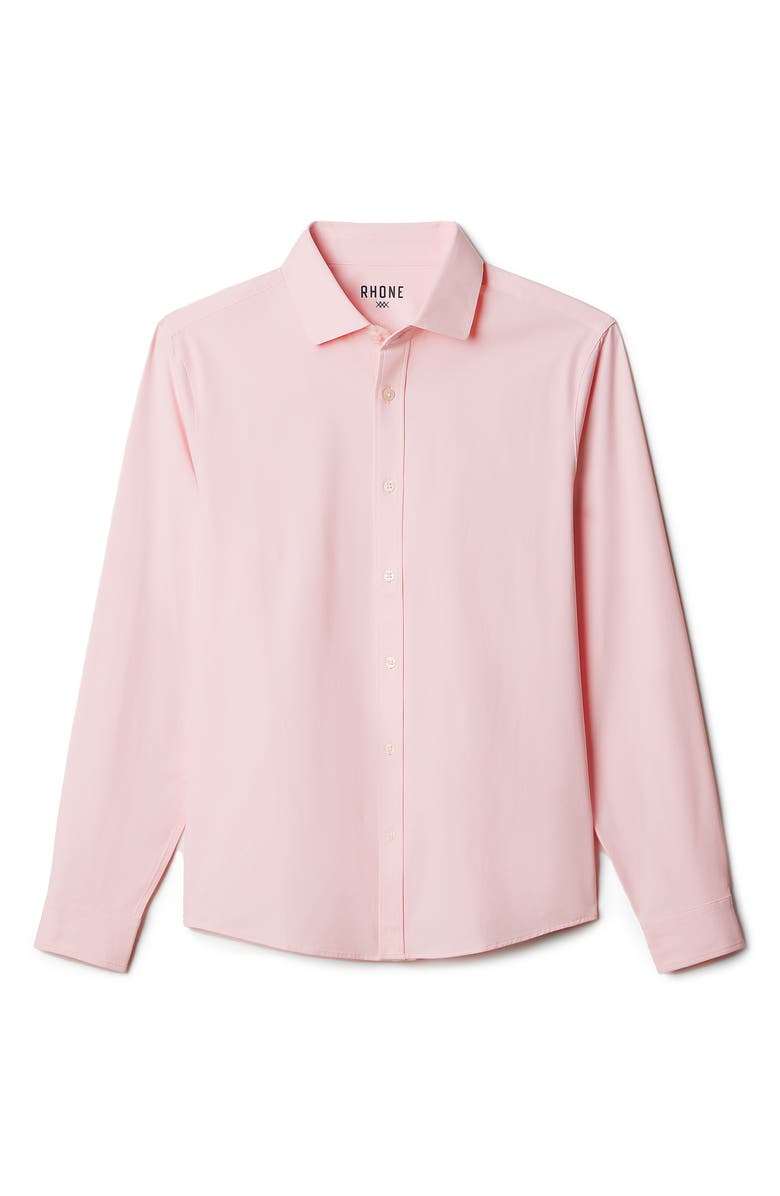 Rhone Commuter Semi Spread Collar Performance Button-Up Shirt, Alternate, color, Pink Mini Windowpane