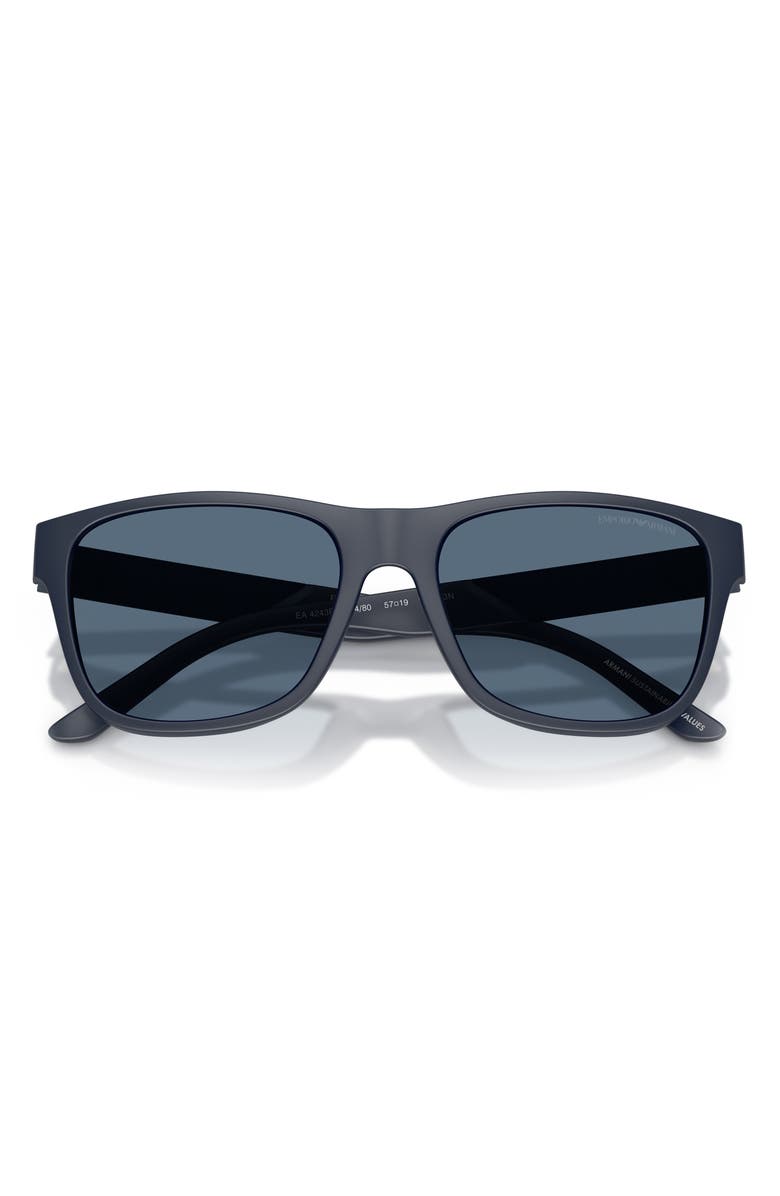 Emporio Armani 57mm Polarized Square Sunglasses, Alternate, color, Matte Blue / Dark Blue