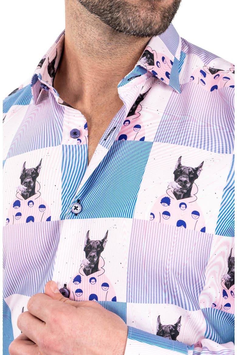 Fibonacci Snoop Contemporary Fit Button-Up Shirt, Alternate, color, PINK