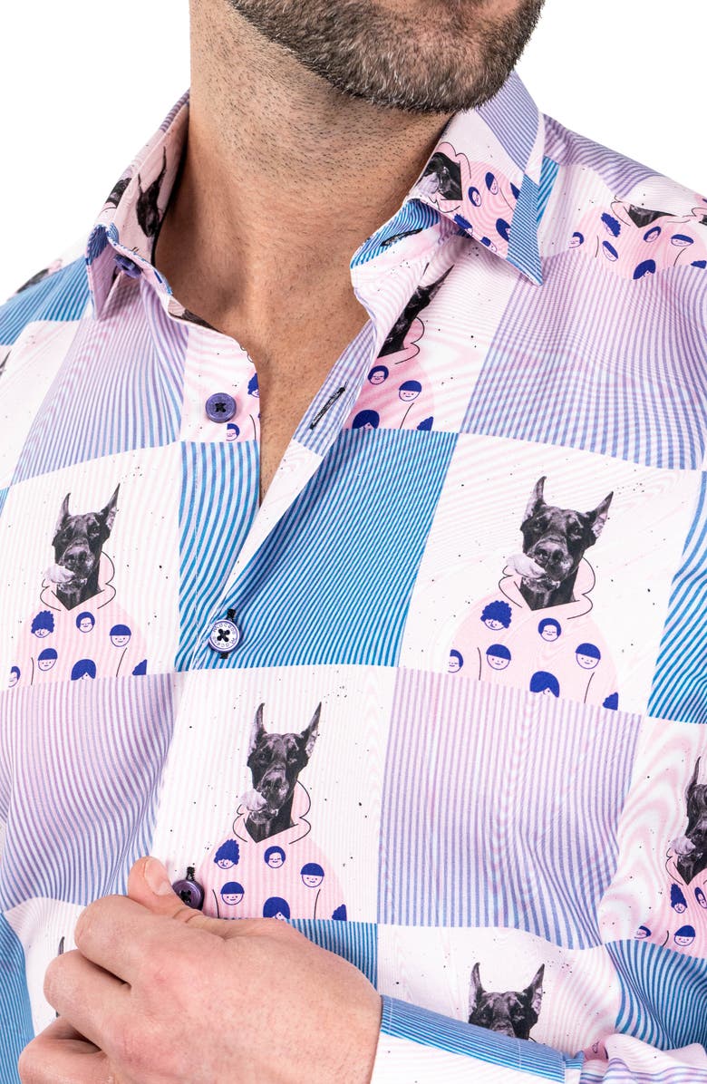 Maceoo Fibonacci Snoop Contemporary Fit Button-Up Shirt, Alternate, color, Pink