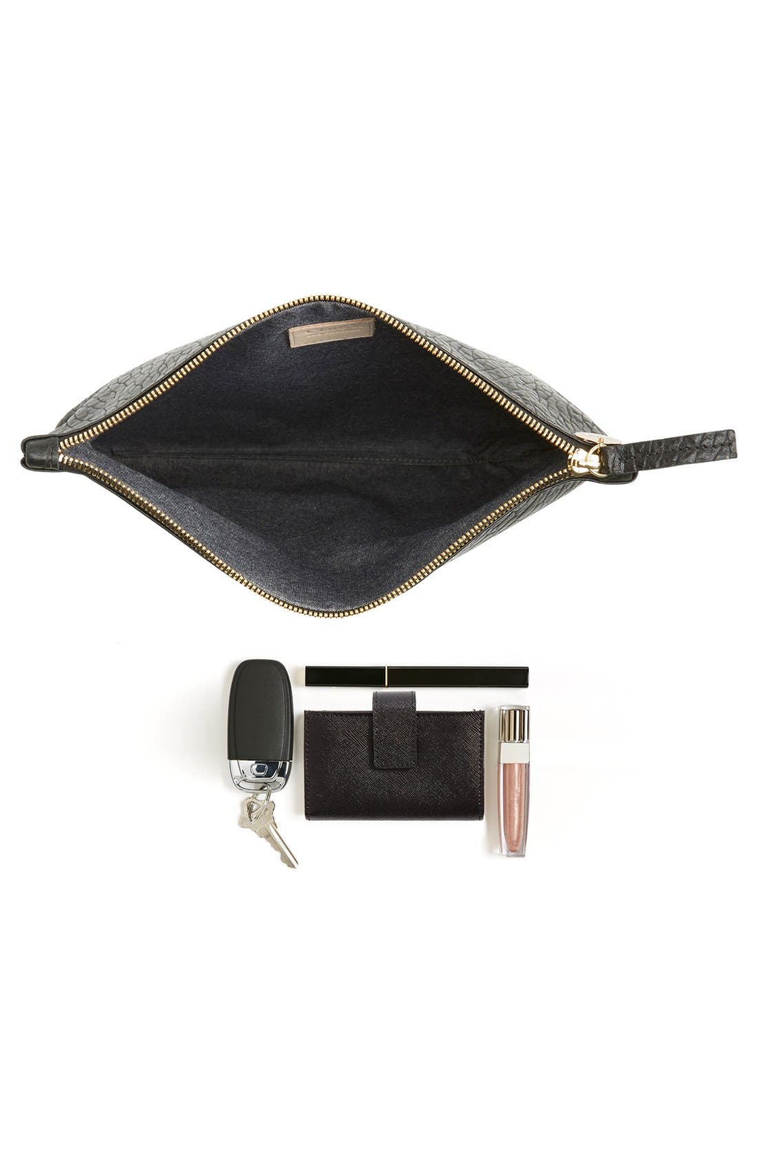 Clare V. Leather Foldover Clutch, Alternate, color, 