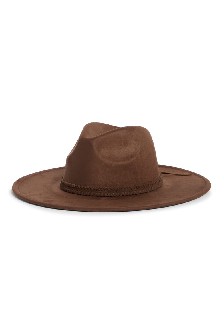 Whipstitch Trim Panama Hat, Main, color, CHOCOLATE BROWN
