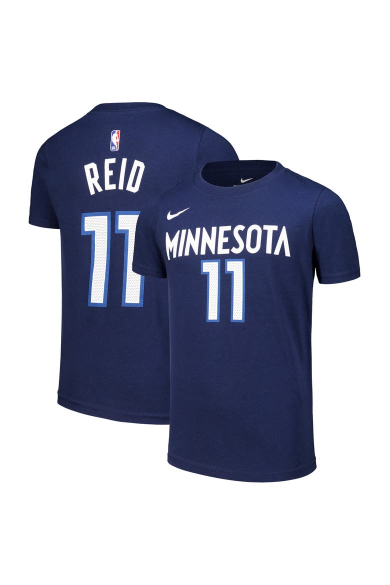 Youth Nike Naz Reid Navy Minnesota Timberwolves Icon Edition Name & Number T-Shirt, Alternate, color, Navy