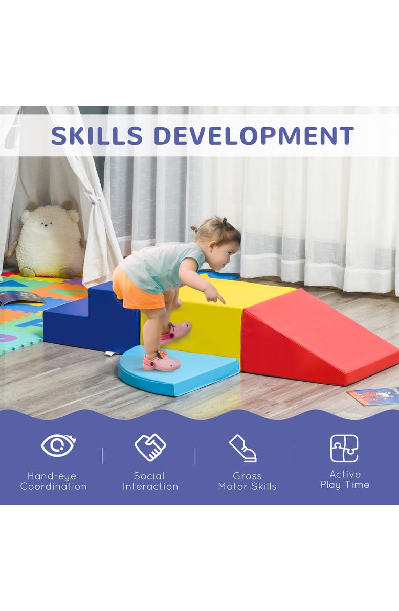 Qaba Foam Play Set for Toddlers, Easy-to-clean Soft & Safe Climbing Set, Alternate, color, Multicolor