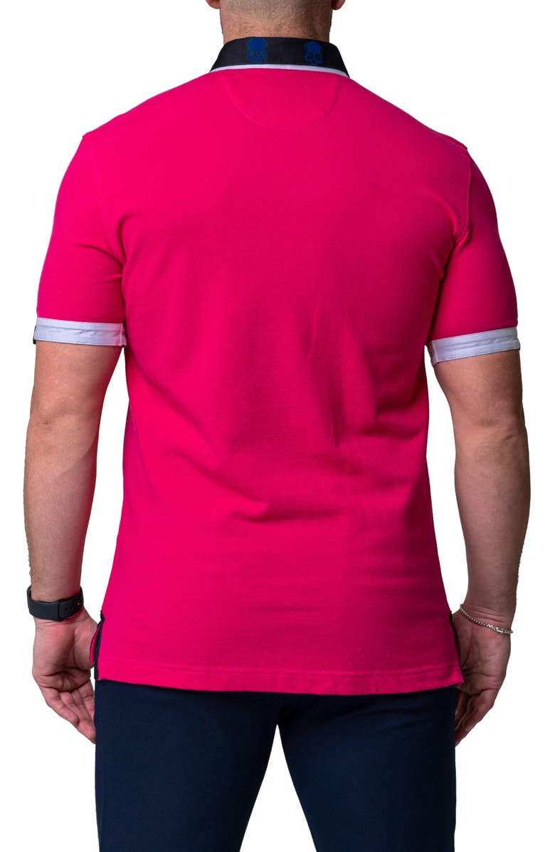 Maceoo Mozartsolidskull Fuchsia Piqué Button-Down Polo, Alternate, color, Pink