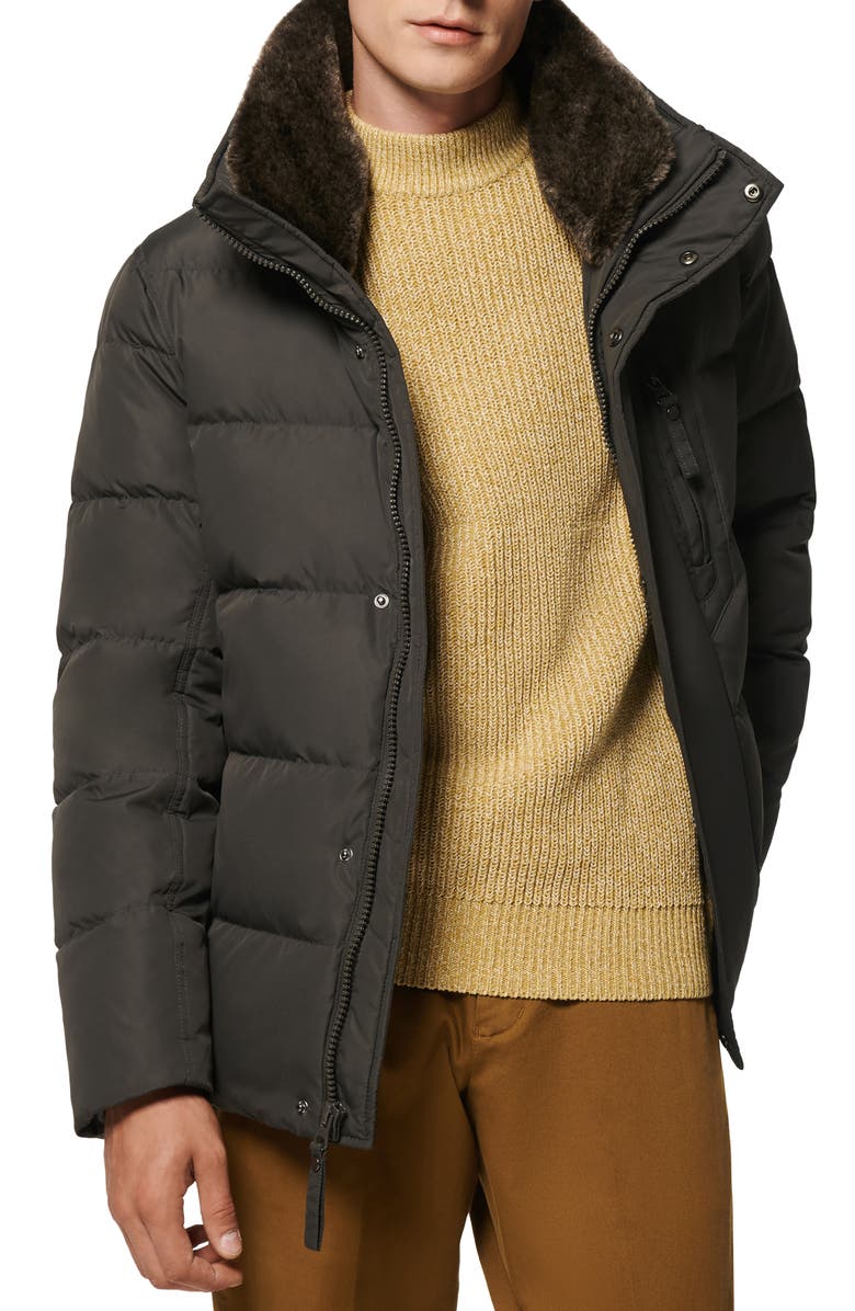 Marc New York Horizon Down & Feather Coat with Faux Fur Collar, Alternate, color, Smoke