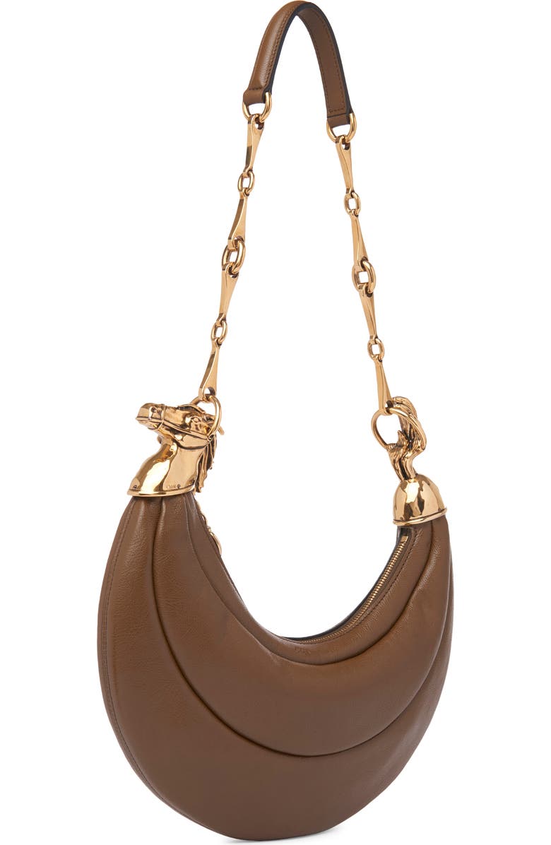 Chloé Chain Horse Leather Hobo Bag, Alternate, color, Dark Khaki 20V