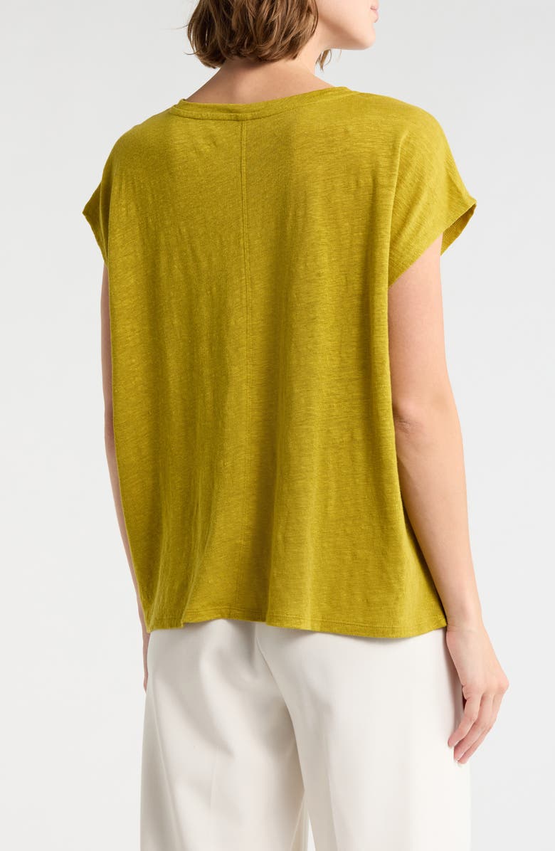 Eileen Fisher V-Neck Organic Linen T-Shirt, Alternate, color, Golden Pear