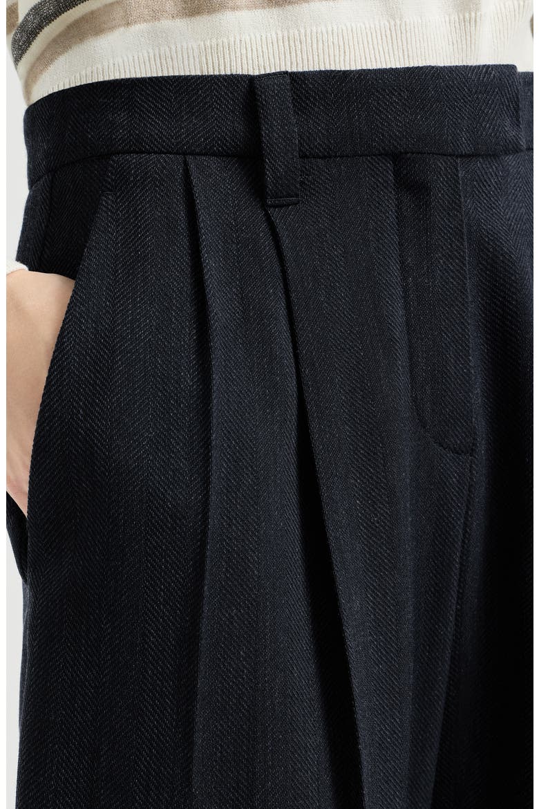 Crêpe chevron trousers, Alternate, color, Navy Blue