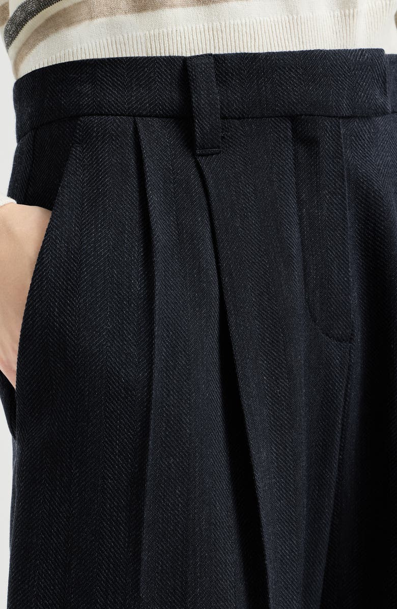 Brunello Cucinelli Crêpe chevron trousers, Alternate, color, Navy Blue