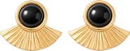 GABI RIELLE Noir Agate Halo Stud Earrings