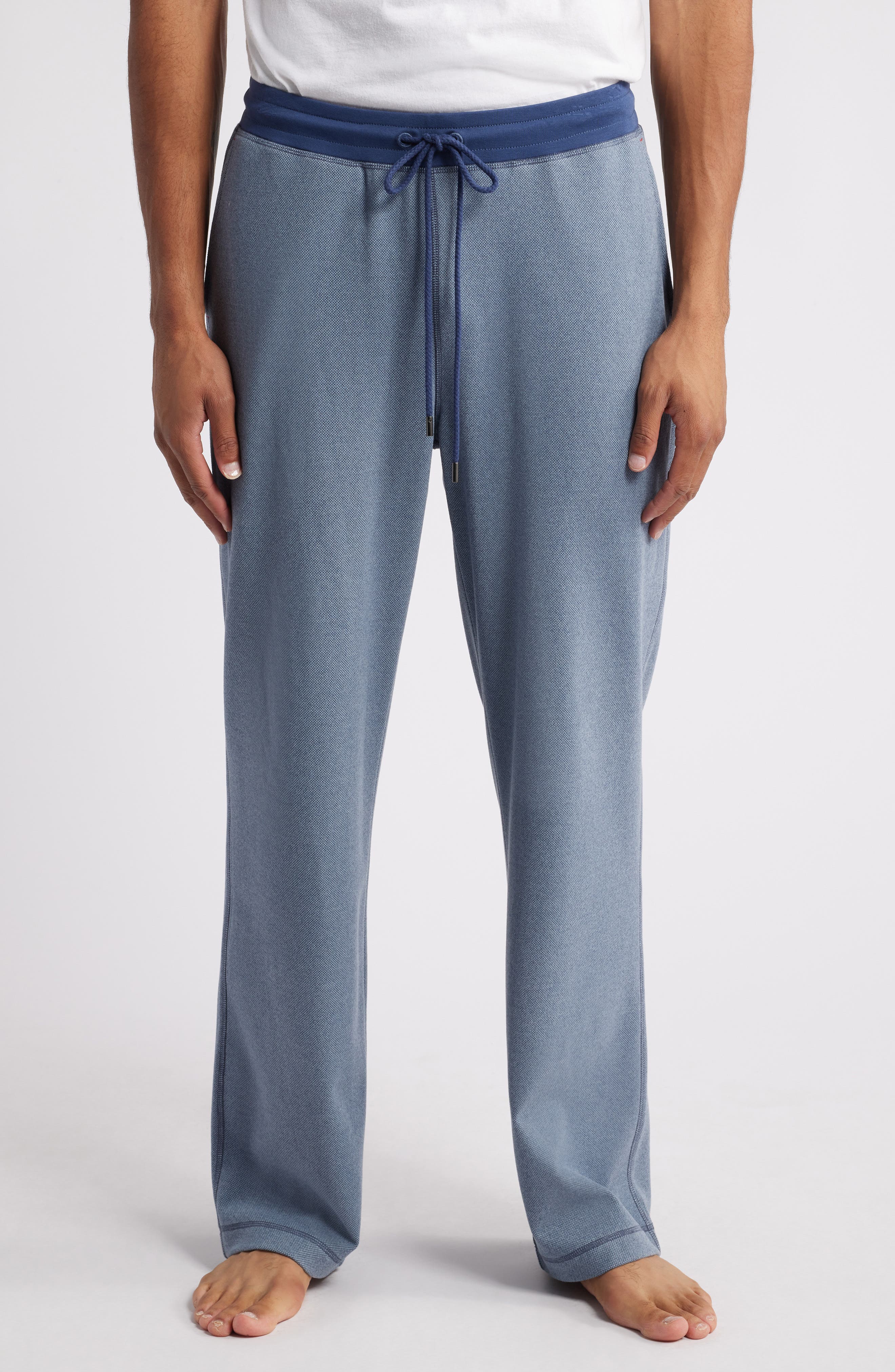 Daniel Buchler Piqué Knit Pajama Pants in Blue Flats 