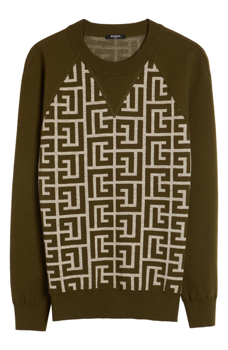 Balmain Macro Monogram Wool Blend Sweater, Alternate, color,