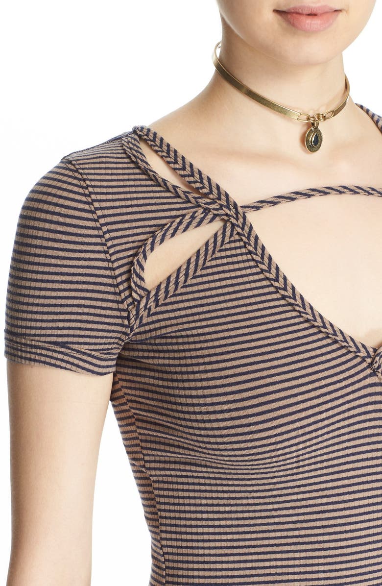 Free People 'Frenchie' Stripe Cutout Tee, Alternate, color,