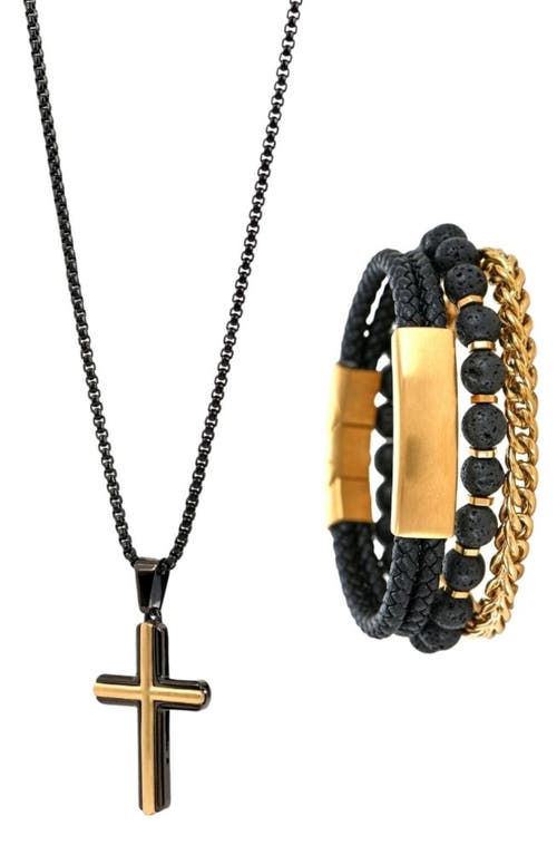 American Exchange Cross Necklace & Bracelet Gift Set In Multi