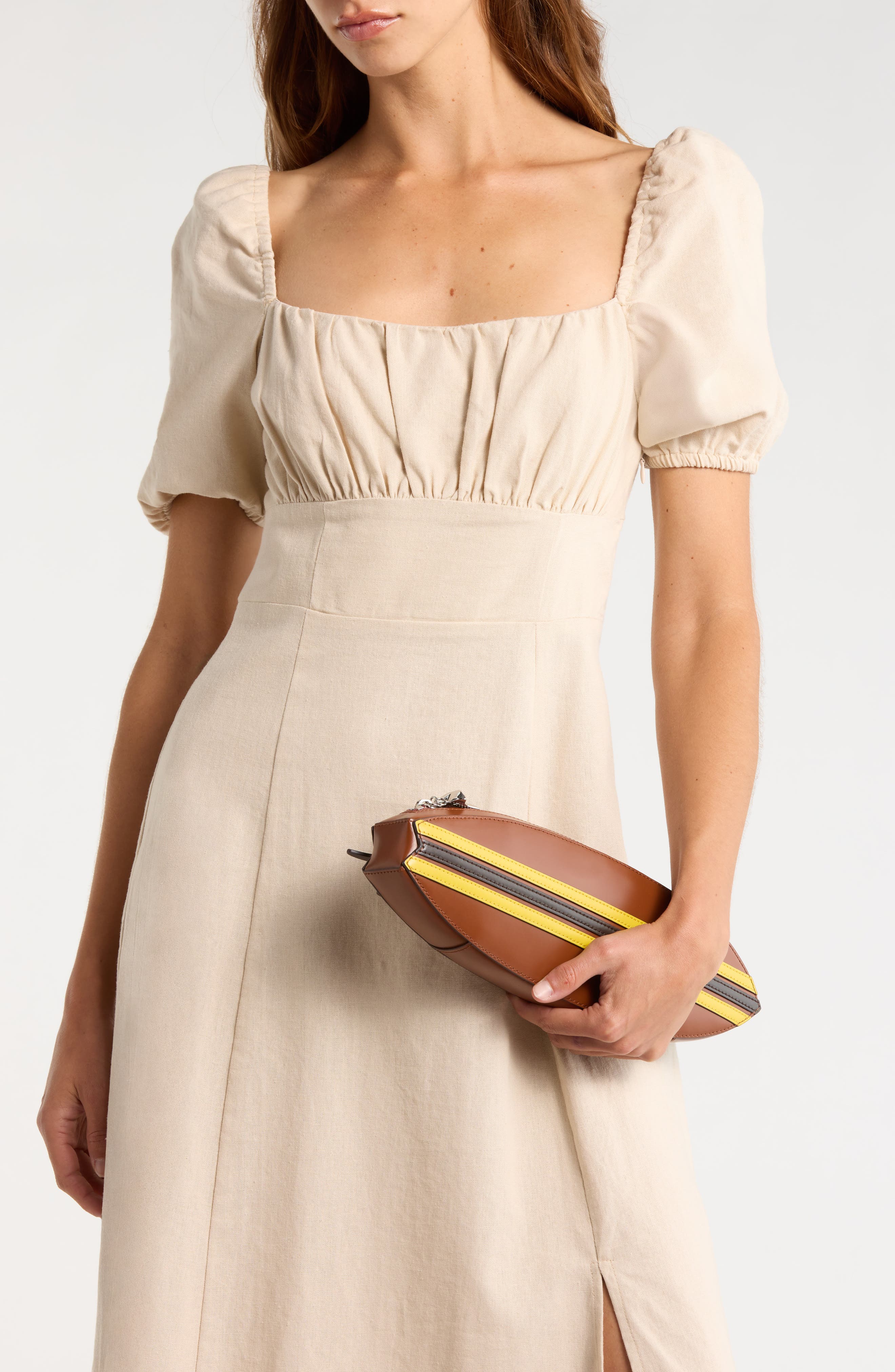 STAUD Leather Surfboard Clutch, Alternate, color, Tabacco