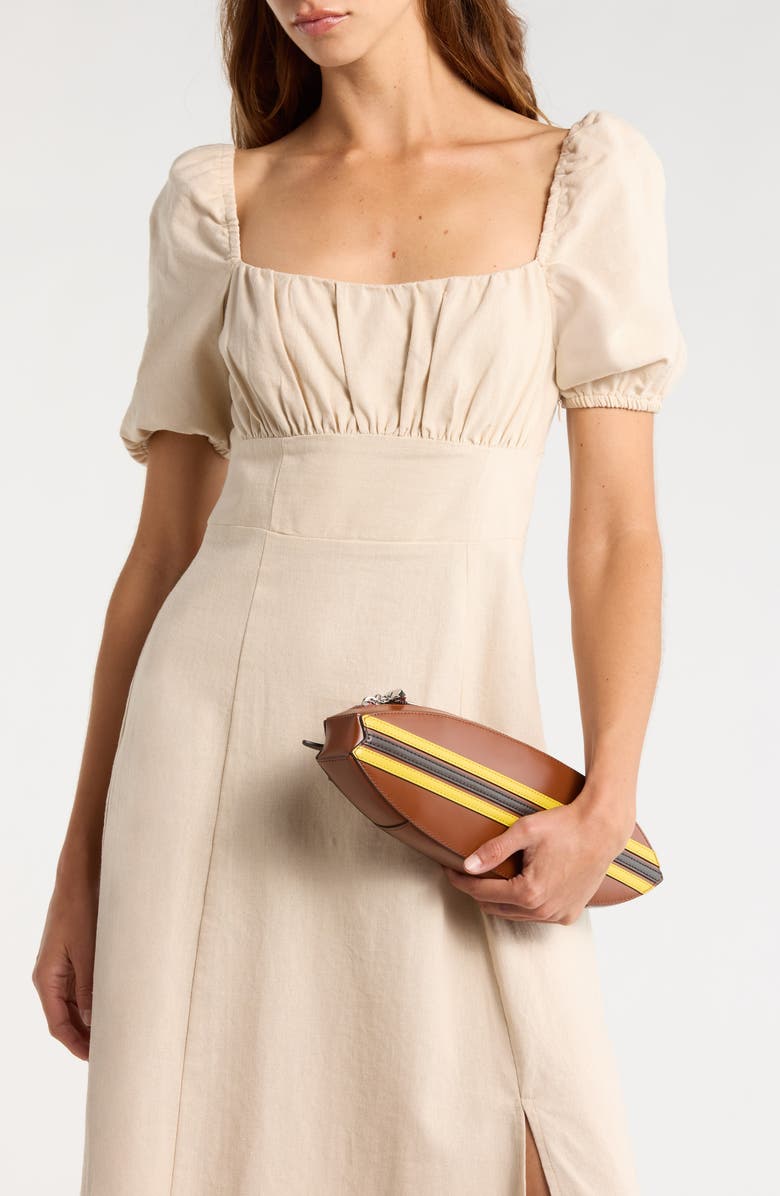 STAUD Leather Surfboard Clutch, Alternate, color, Tabacco