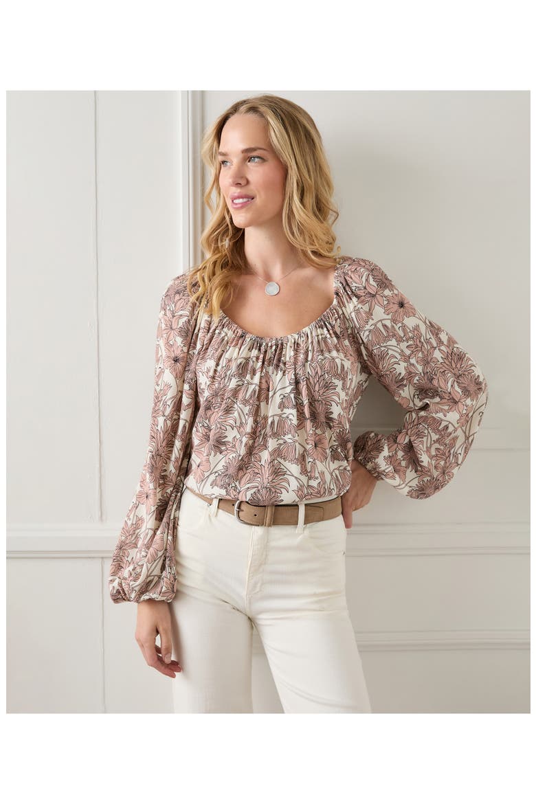 Floral Blouson Sleeve Peasant Top, Alternate, color, FLORAL