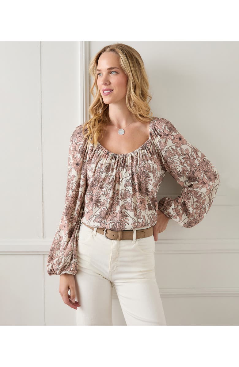 Karen Kane Floral Blouson Sleeve Peasant Top, Alternate, color, 