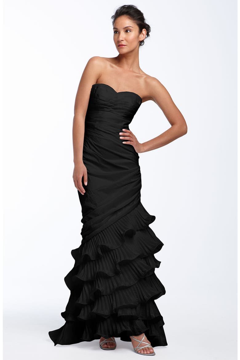 Strapless Taffeta Mermaid Gown, Main, color, BLACK