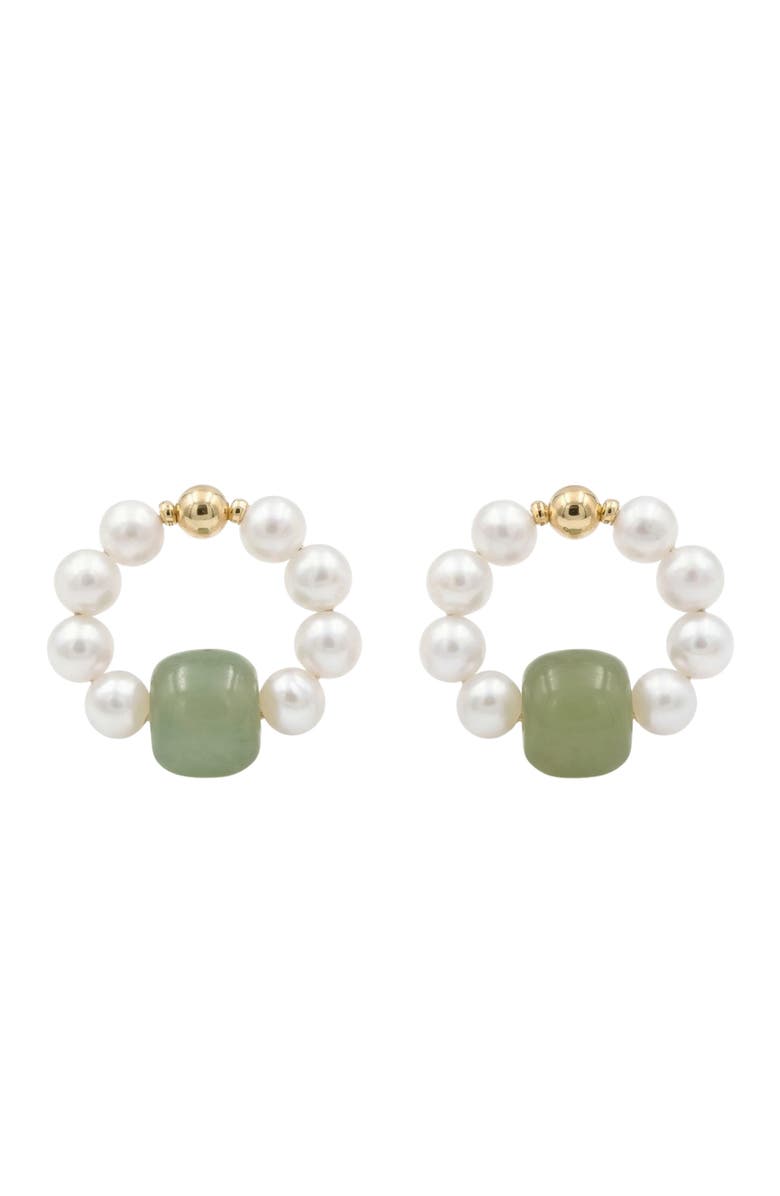 seree Isa Beaded pearl jade hoop earrings, Main, color, Light Green