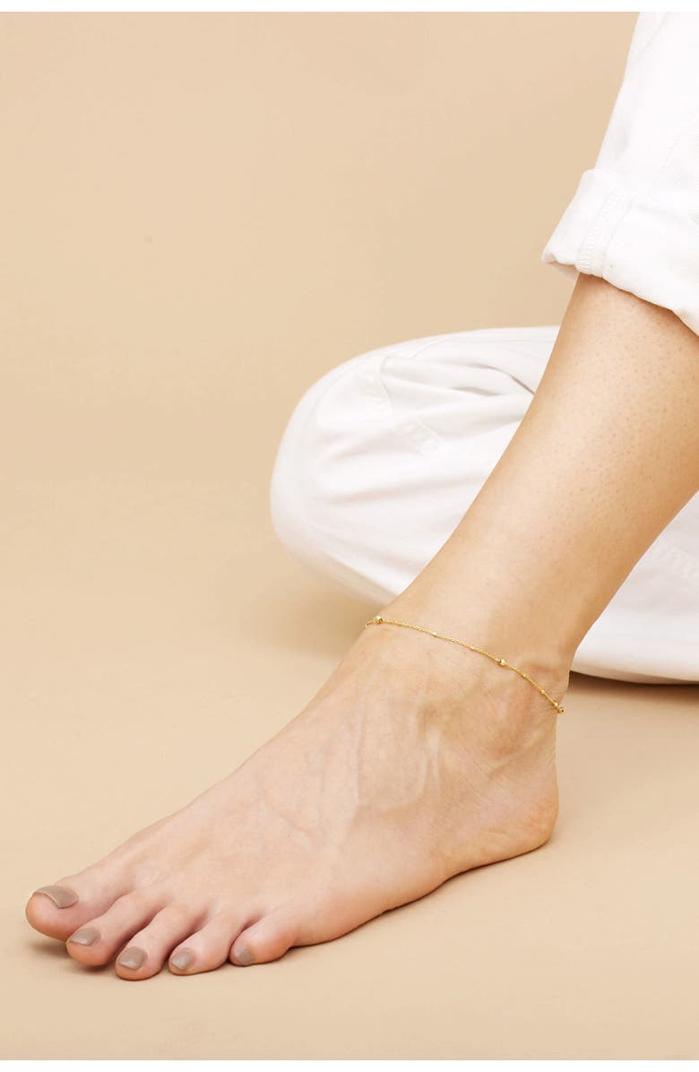 Oradina 14K Yellow Gold Celebration Ball Anklet, Alternate, color, Yellow Gold