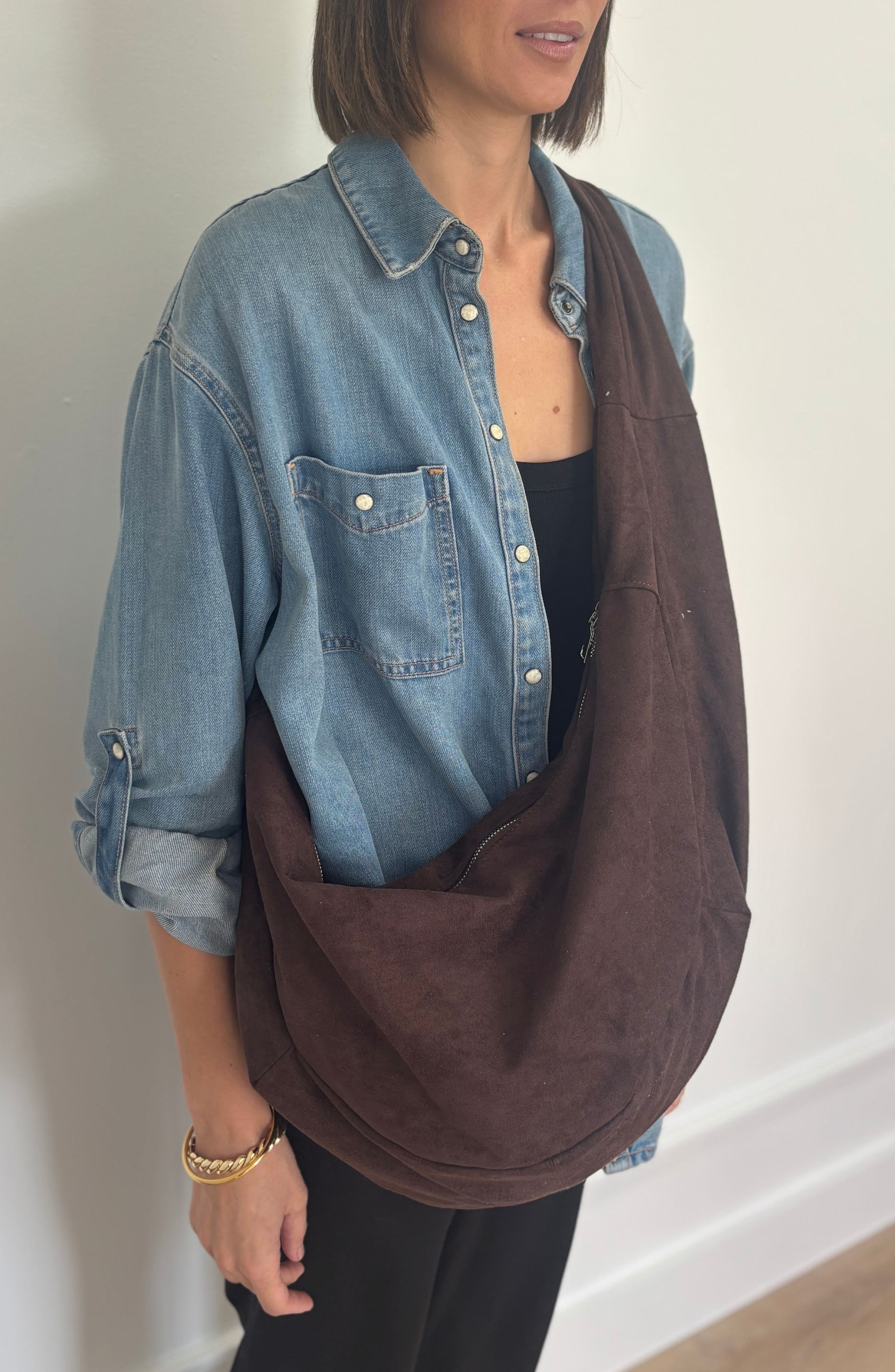 Adornia Faux Suede Crossbody Bag, Alternate, color, Brown