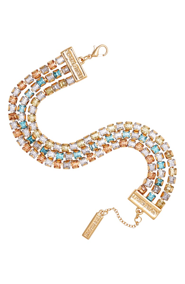 True Religion Crystal Chain Bracelet, Alternate, color, Gold Tone