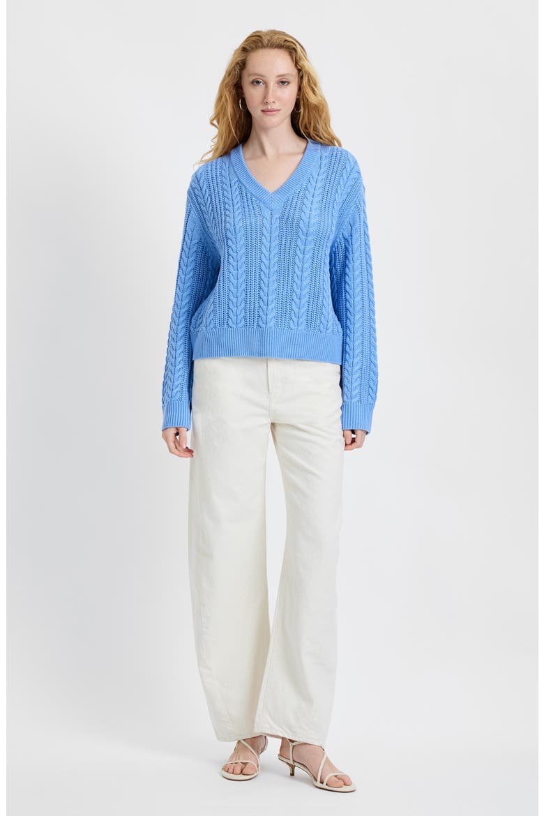 Ryland Cable Sweater, Alternate, color, BLUE HYDRANGEA