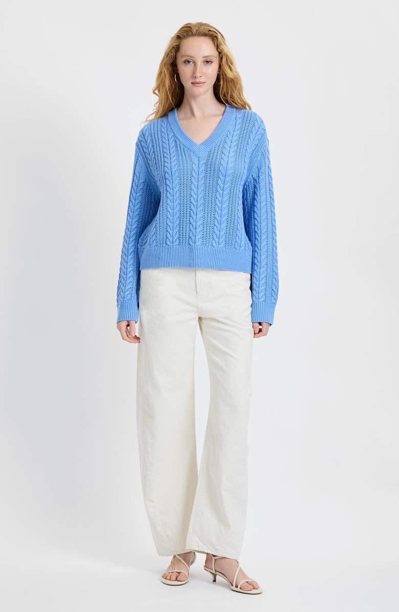 French Connection Ryland Cable Sweater, Alternate, color, 40-Blue Hydrangea