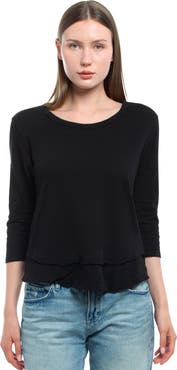 WILT Clothing Shrunken Crew 3/4 Sleeve Mock Layer Tee