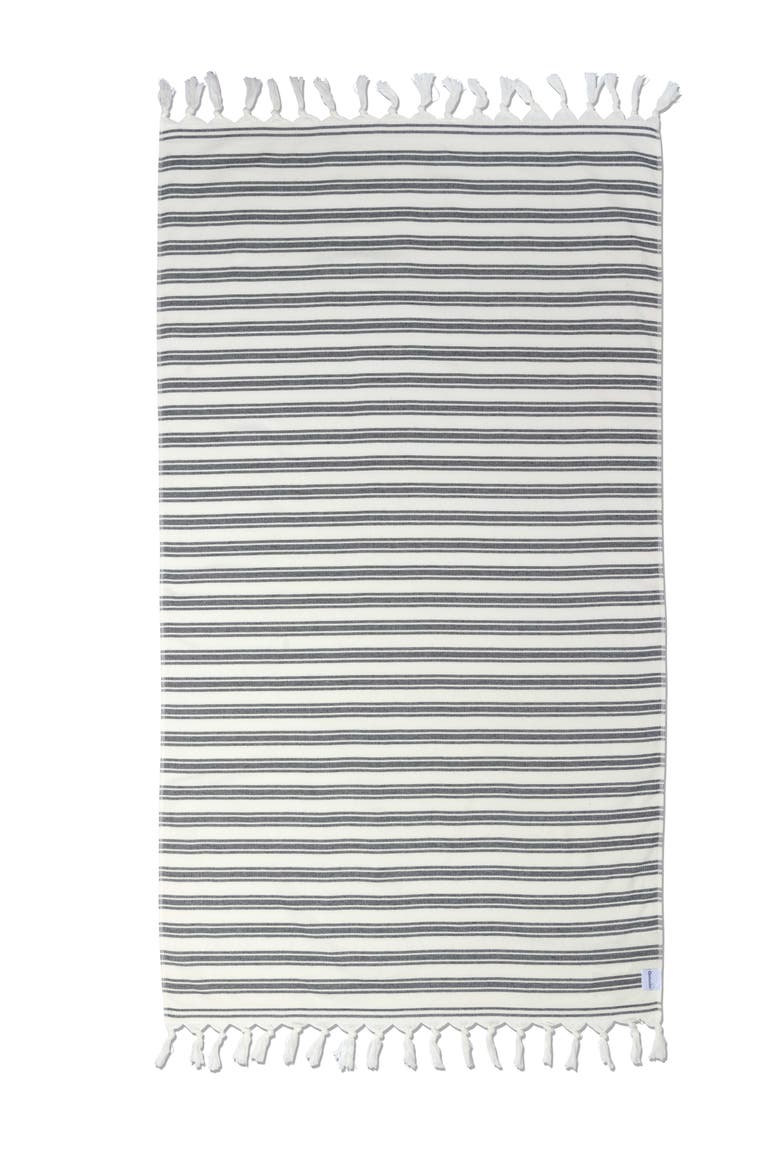 Bask Striped Organic Turkish Towel with Soft Terry Cloth Back, Main, color, Black