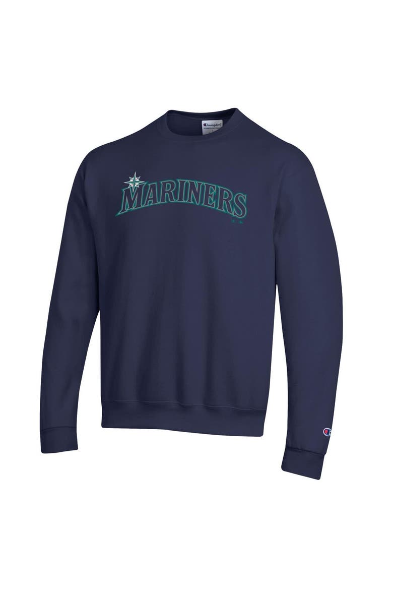 Men's Champion Navy Seattle Mariners Powerblend Wordmark Sweatshirt, Alternate, color, Navy