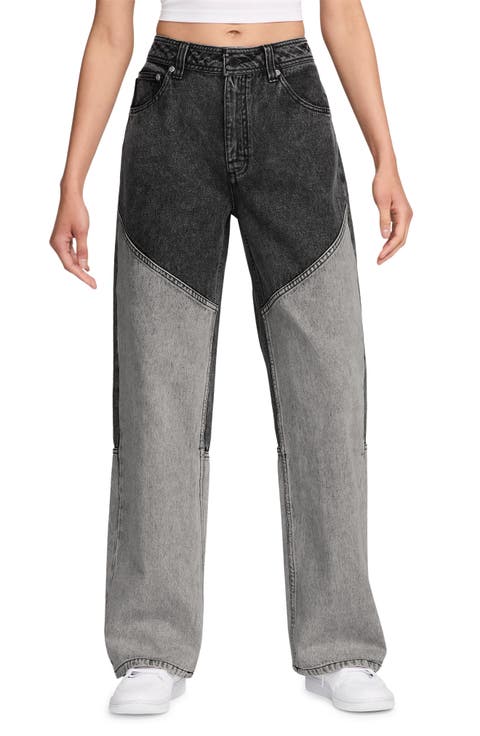 Two-Tone Straight Leg Jeans