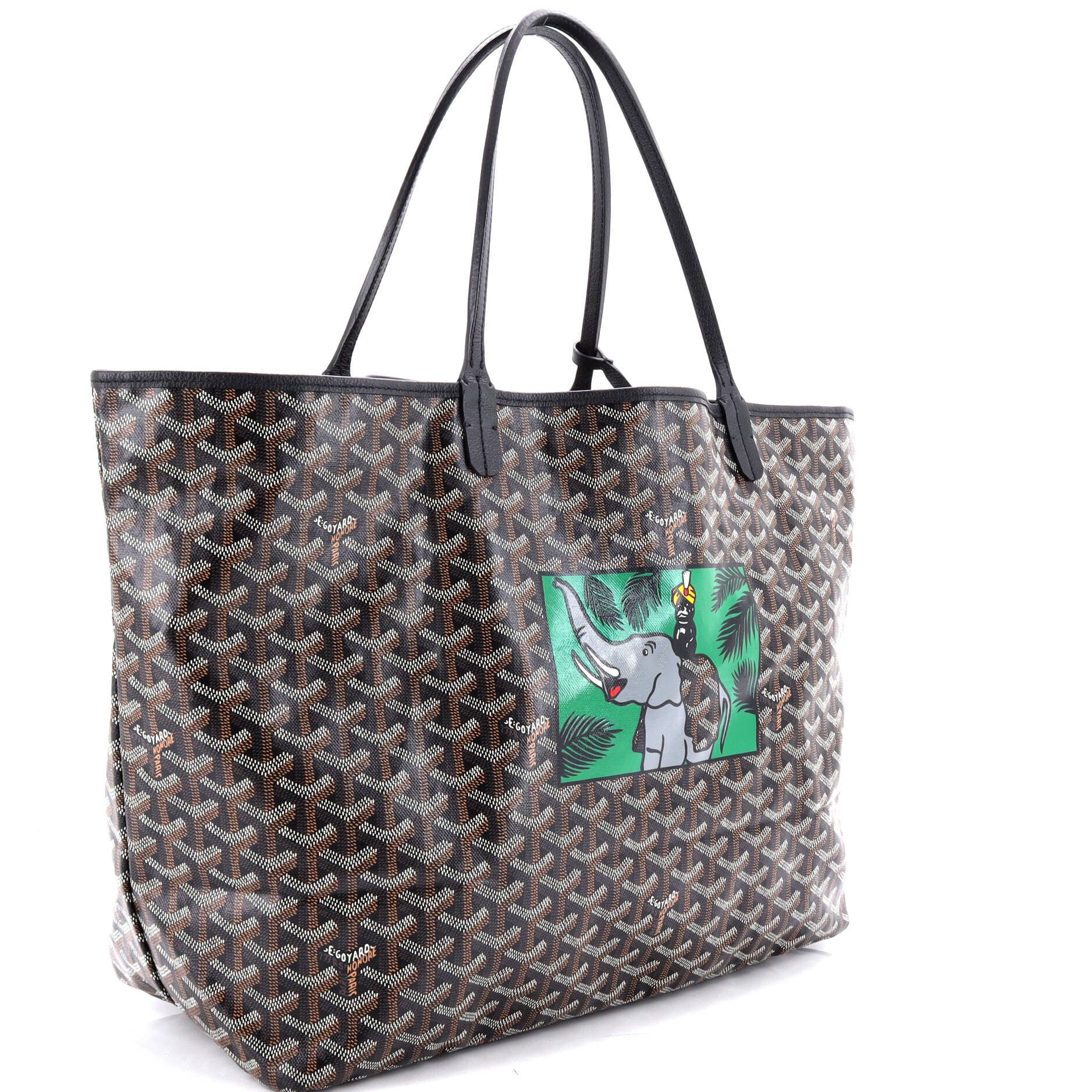Pre-Owned Goyard Saint Louis Tote Printed Coated Canvas GM, Alternate, color, Black
