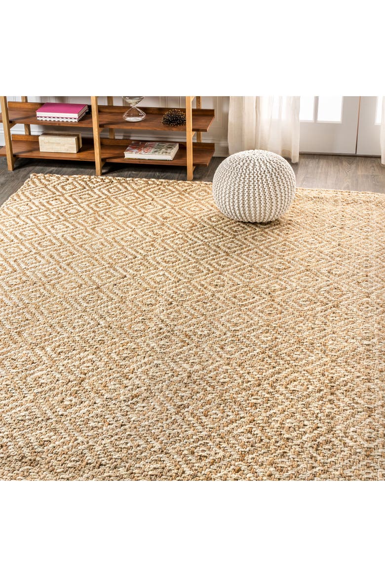 Hira Hand Woven Diamond Chunky Jute Area Rug, Alternate, color, Natural