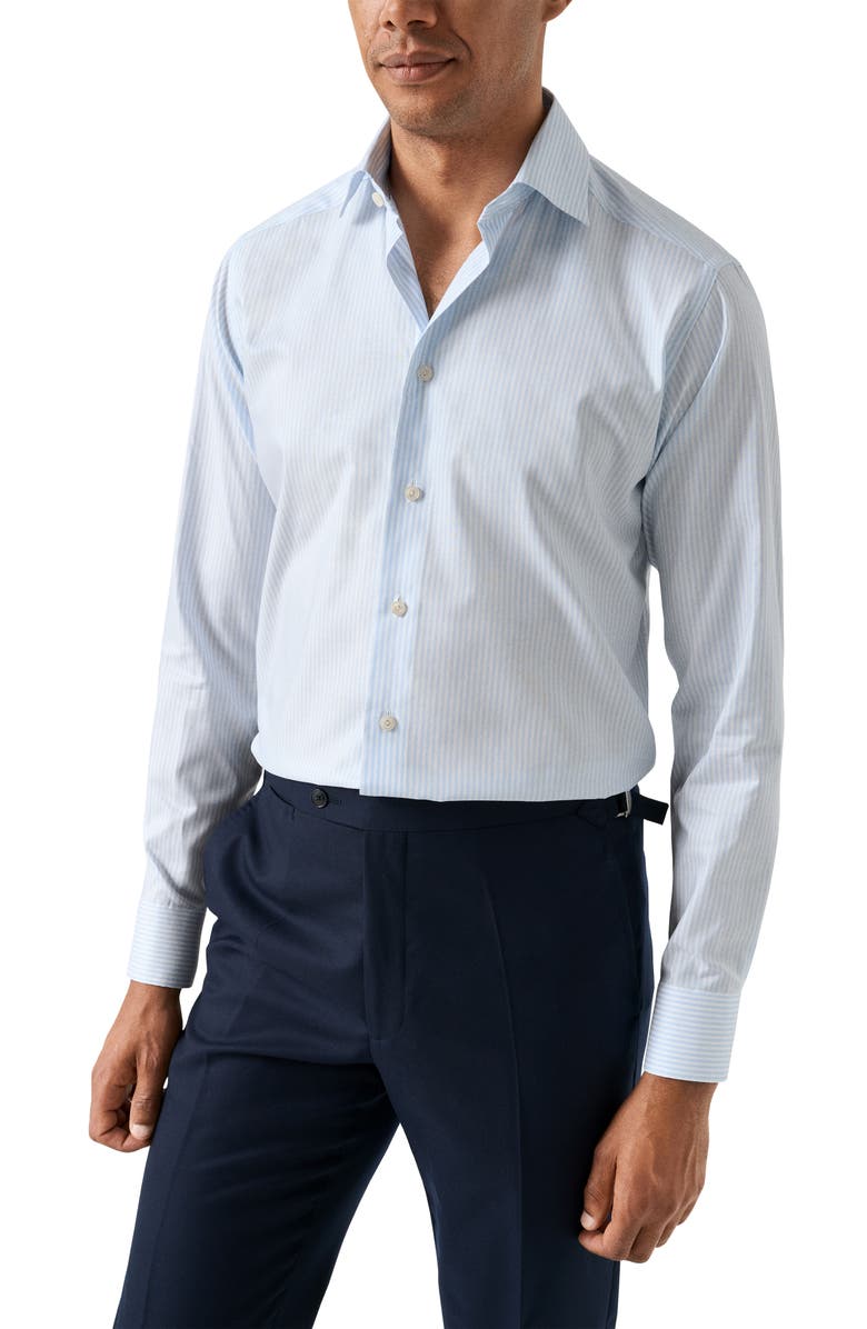 Eton Contemporary Fit Bengal Stripe Shirt, Main, color, Light Blue