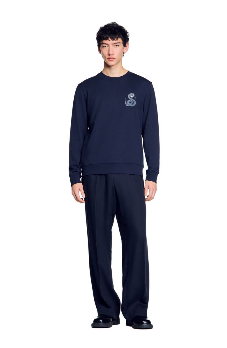 SANDRO Sweater with snake detail, Alternate, color, Midnight Blue