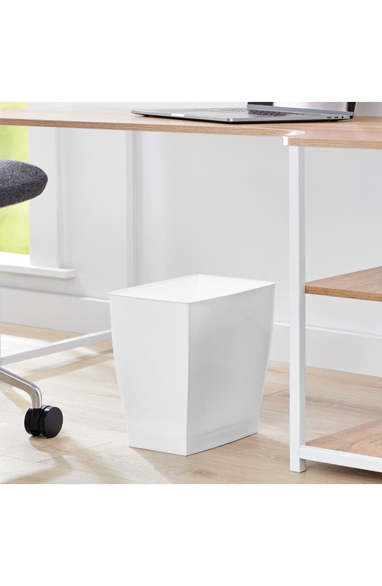 Mono Rectangular Trash Can, 2.5 Gal. / 9.5 Liter, 4-Pack, White, Made in USA, Alternate, color, White