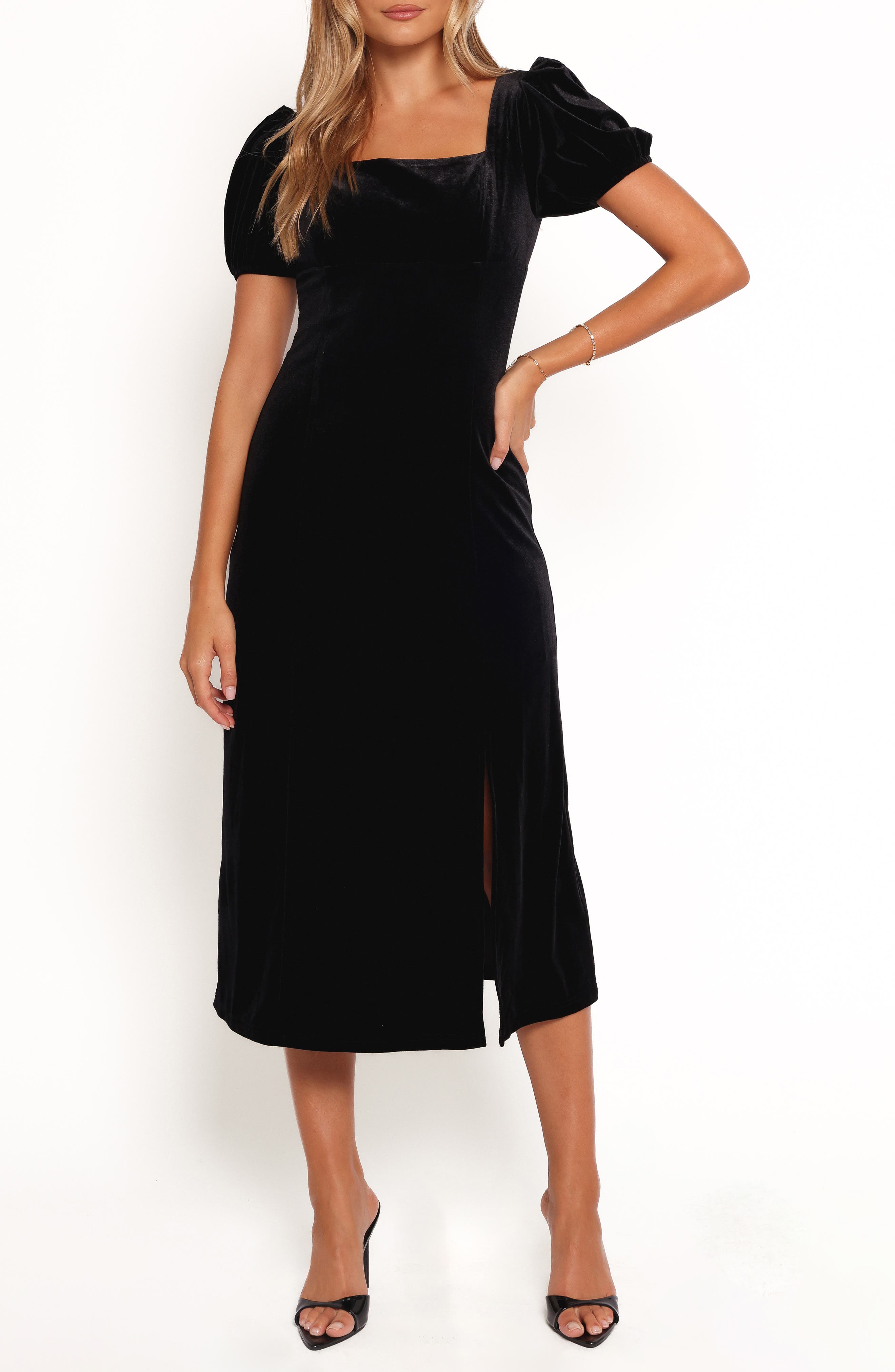 Petal & Pup Quinnie Puff Sleeve Velvet Midi Dress